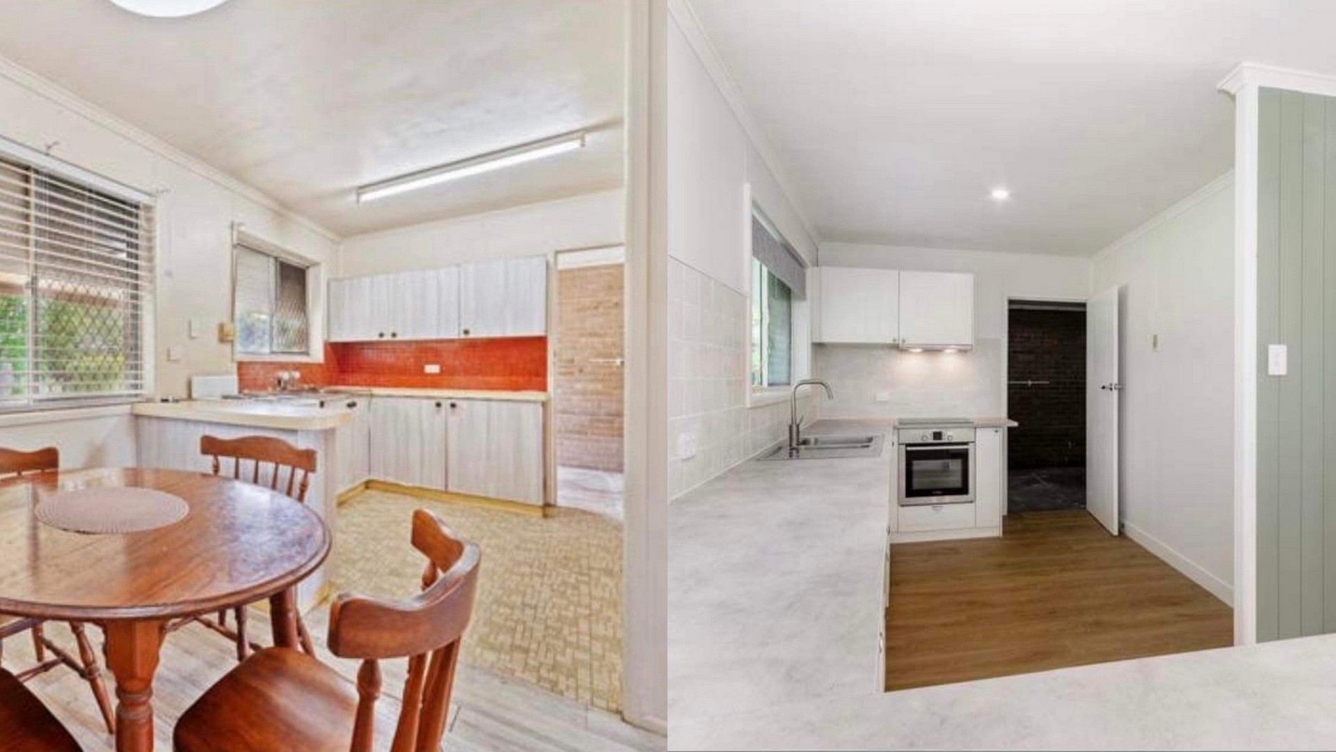 before and after kitchen electrical upgrade